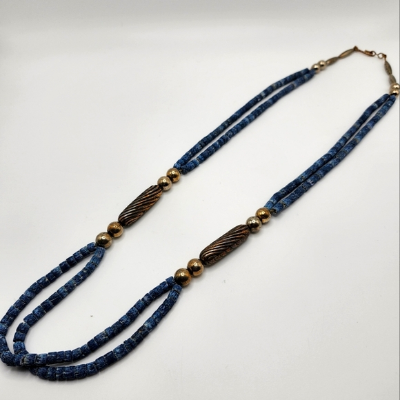 Labradorite & Sterling long necklace!  Roughly 30"  hook clasp vintage - Picture 2 of 6